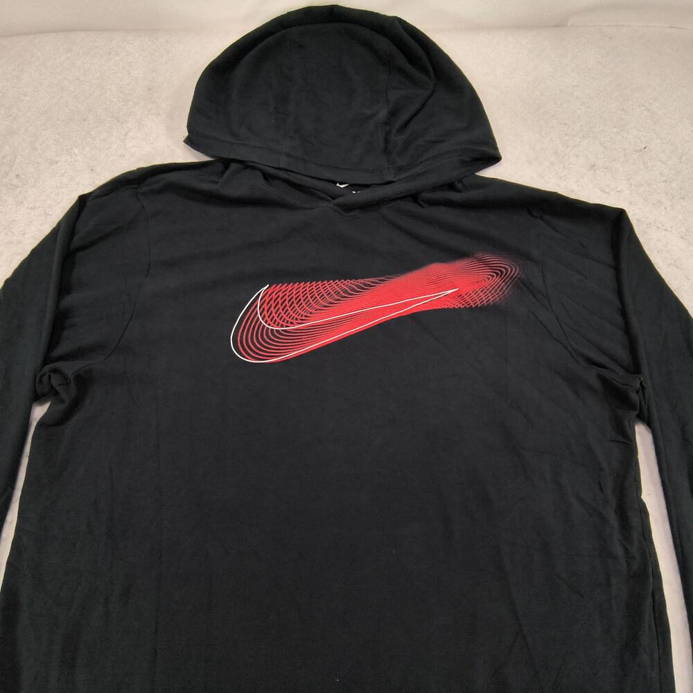 Nike Casual Pullover Long Sleeve Hoodie Mens Size Medium M Black Red